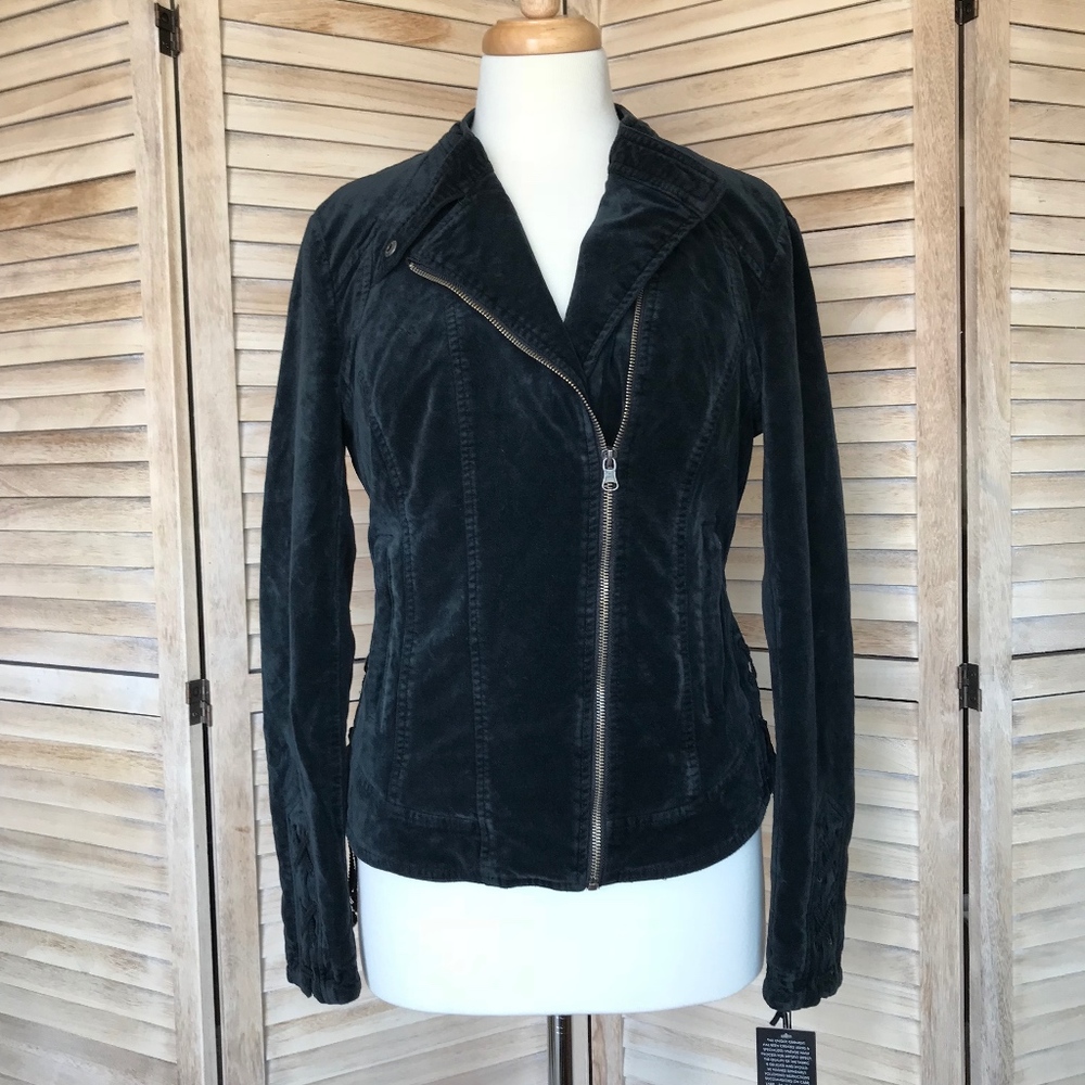 Nordstrom Black Lined Jacket Med. Vintage Wash New